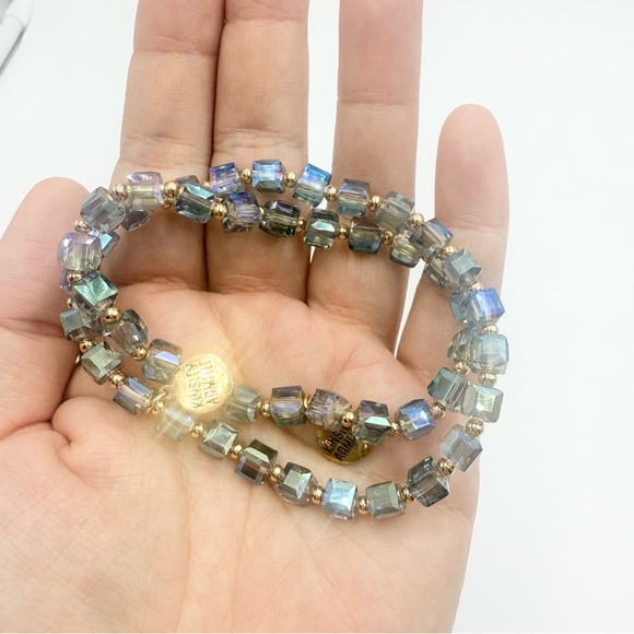 Kinsley Armelle Faceted Cube Glass Crystal Beads Two Sets - Picture 1 of 7